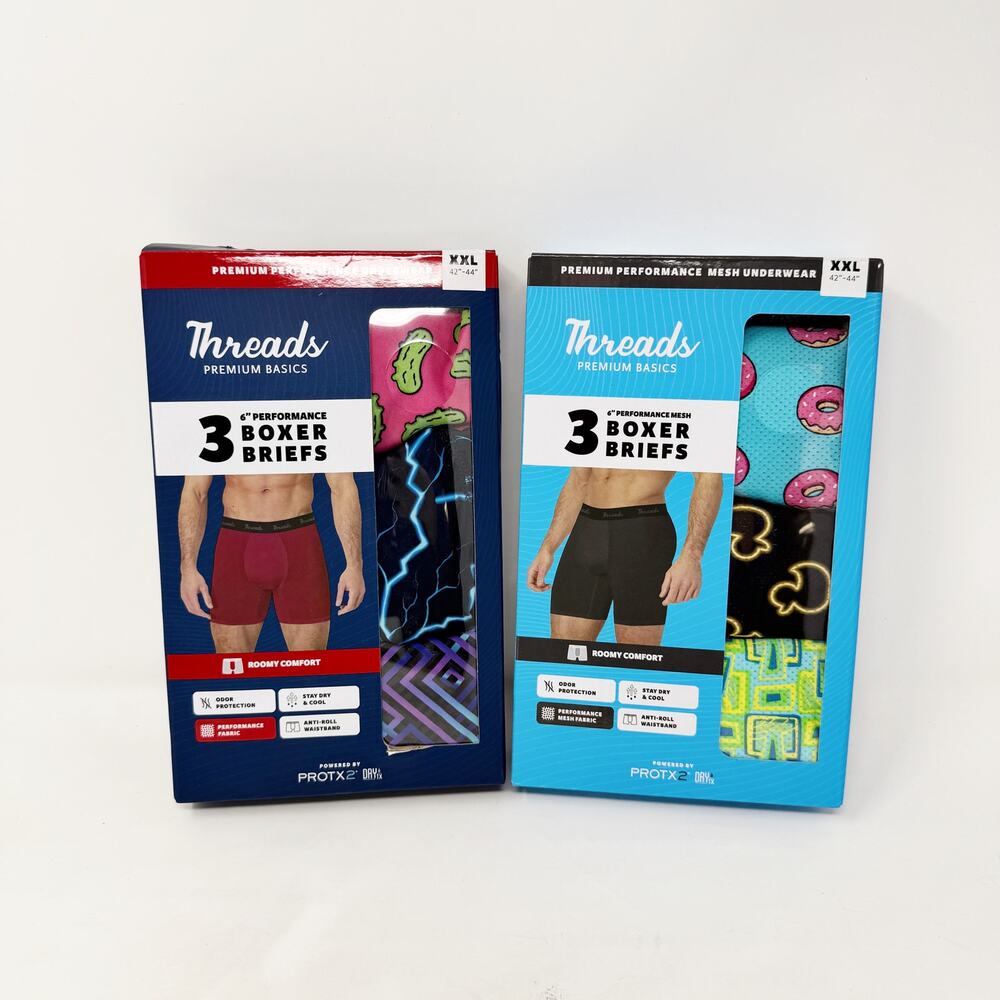 [Threads] Mens 6" Performance Boxer Briefs Six Pack Donut Pickles NWT Size XXL